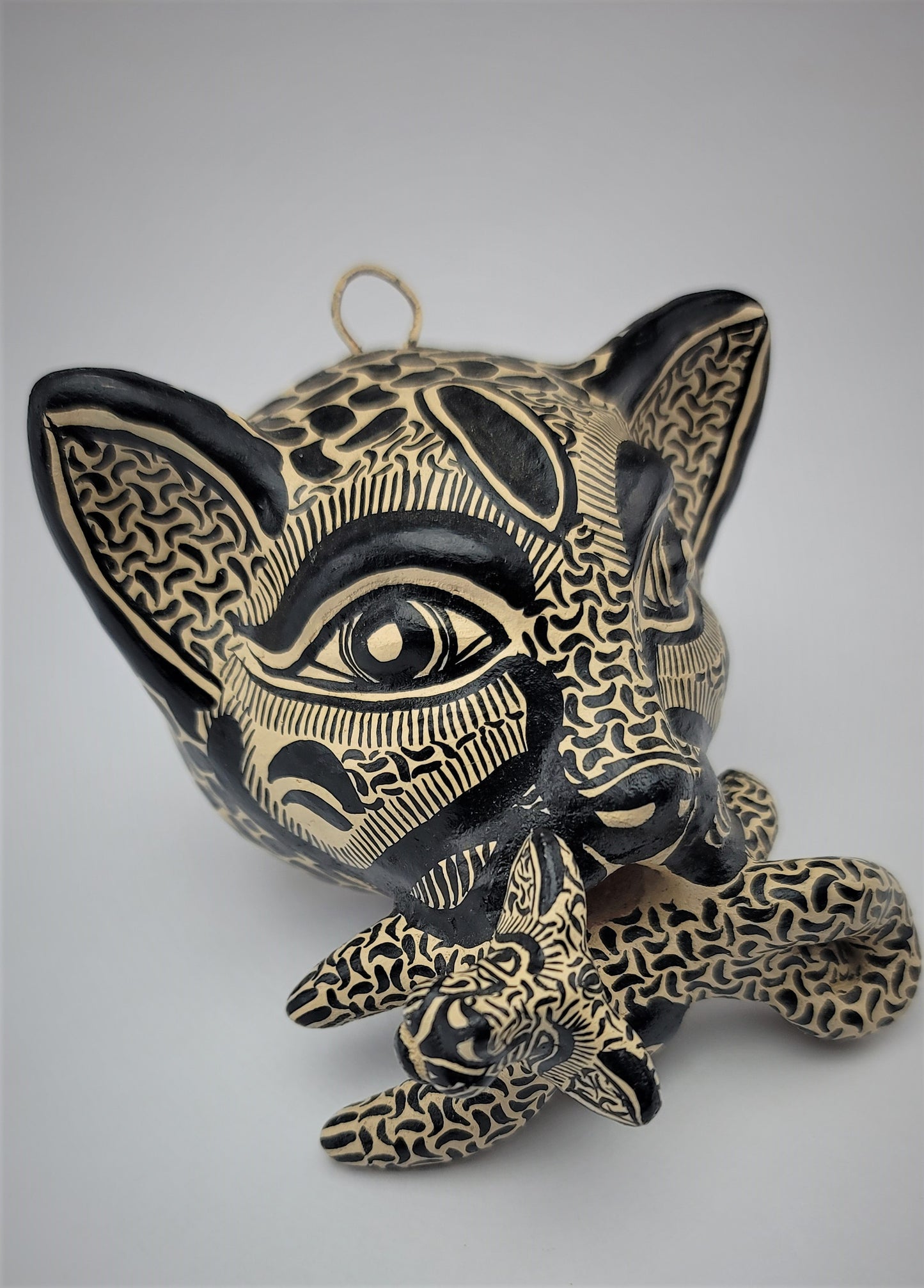 Jaguar & Baby Cub Statue | Unique Mexican Home & Office Decor