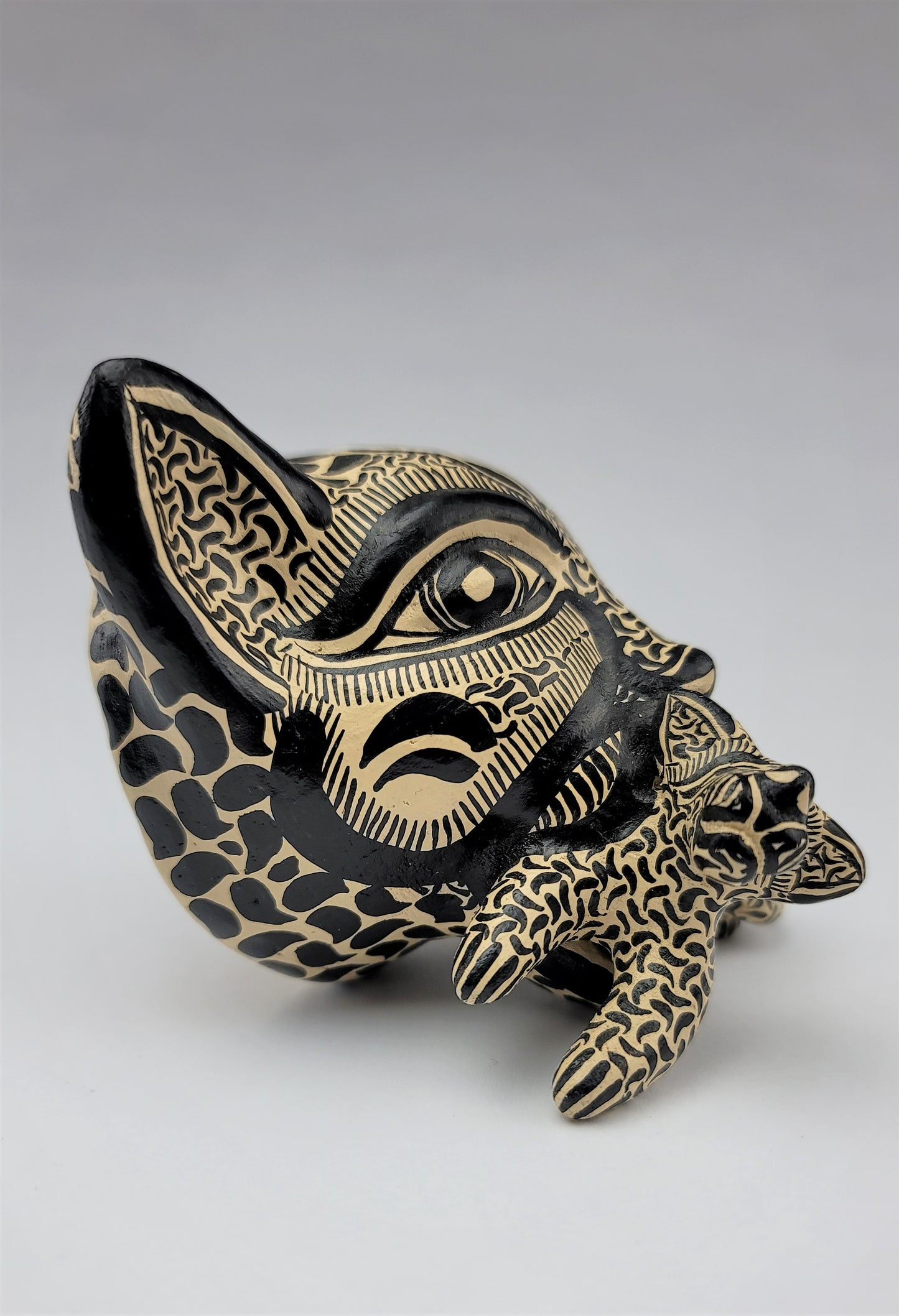 Jaguar & Baby Cub Statue | Unique Mexican Home & Office Decor
