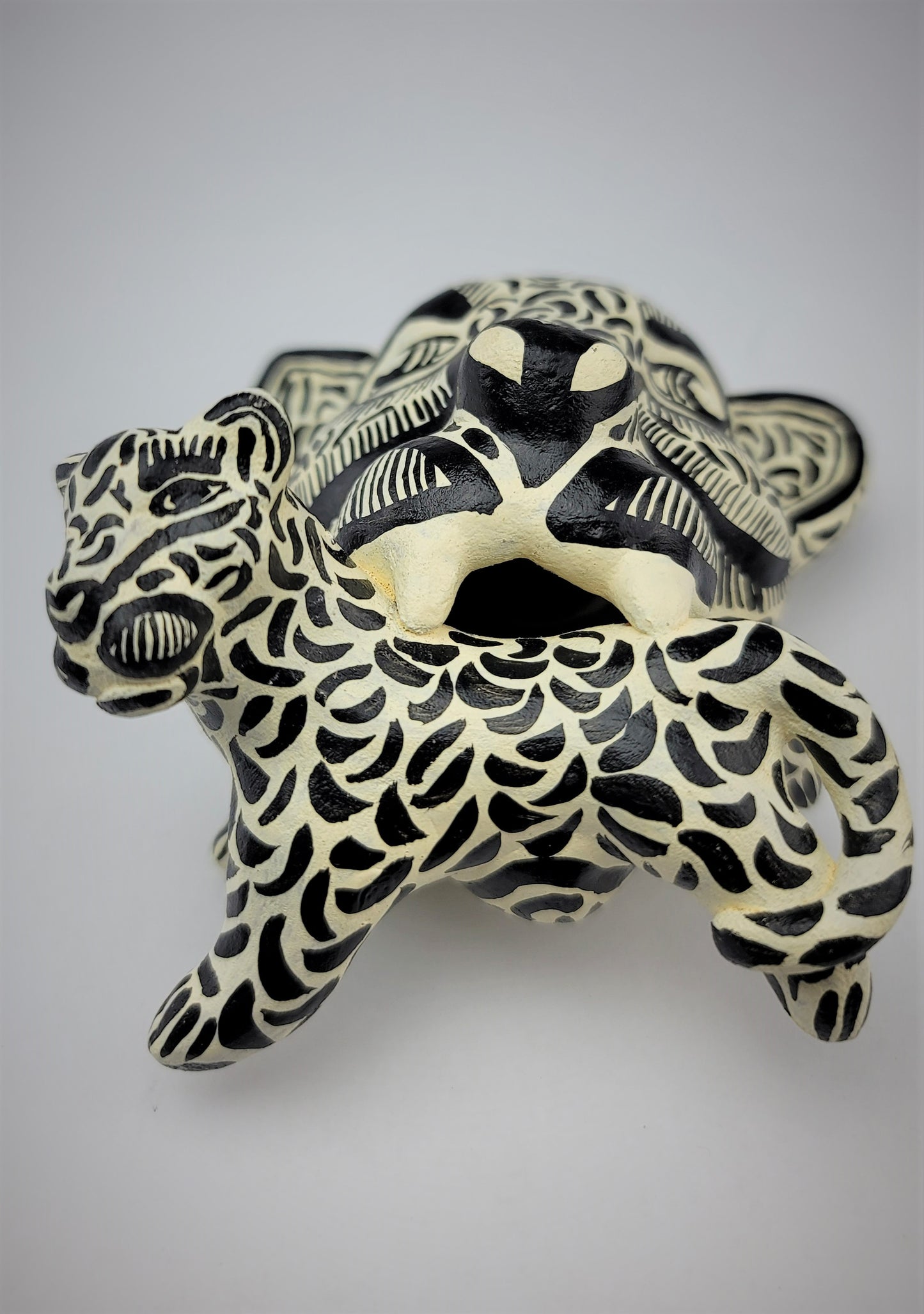 Handcrafted Jaguar & Cub | Chiapas Mexican Folk Art Decor