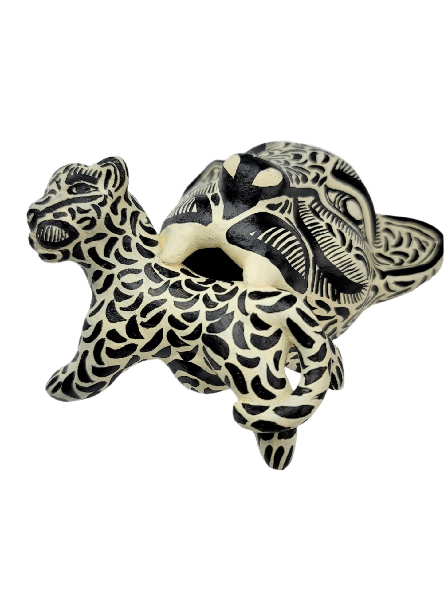 Handcrafted Jaguar & Cub | Chiapas Mexican Folk Art Decor