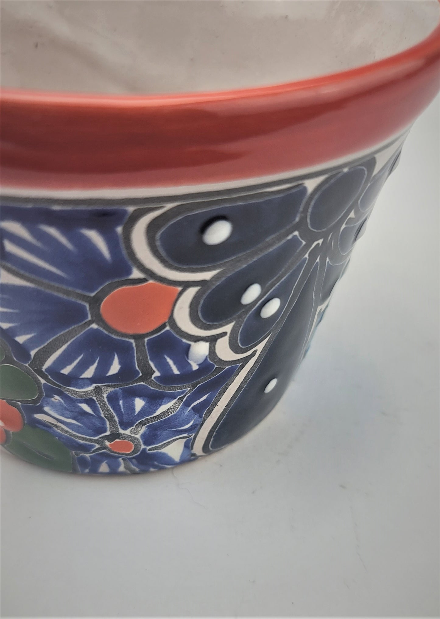 Red Rim Talavera Ceramic Planter 5" | Indoor & Patio Décor