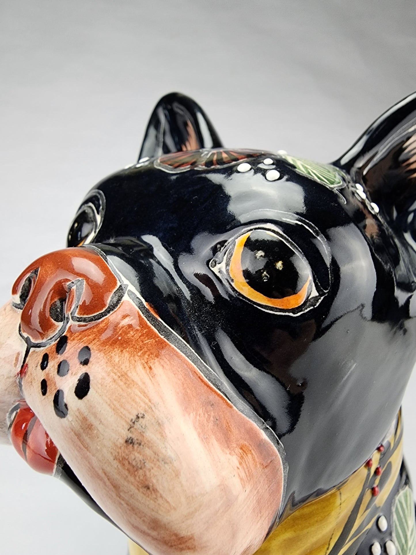 Frenchie Bulldog Hand Painted Ceramic Mexican Pottery