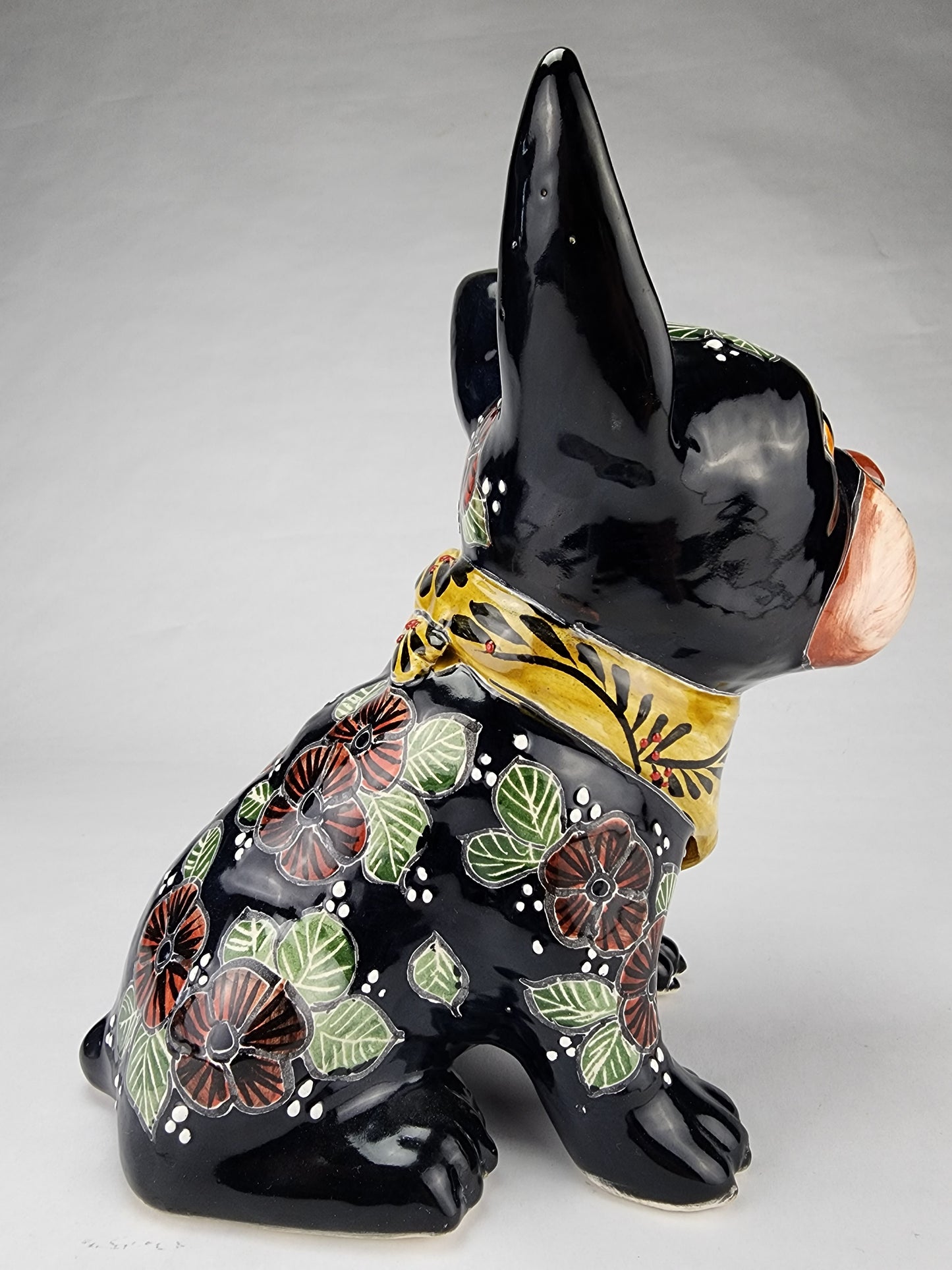 Frenchie Bulldog Hand Painted Ceramic Mexican Pottery