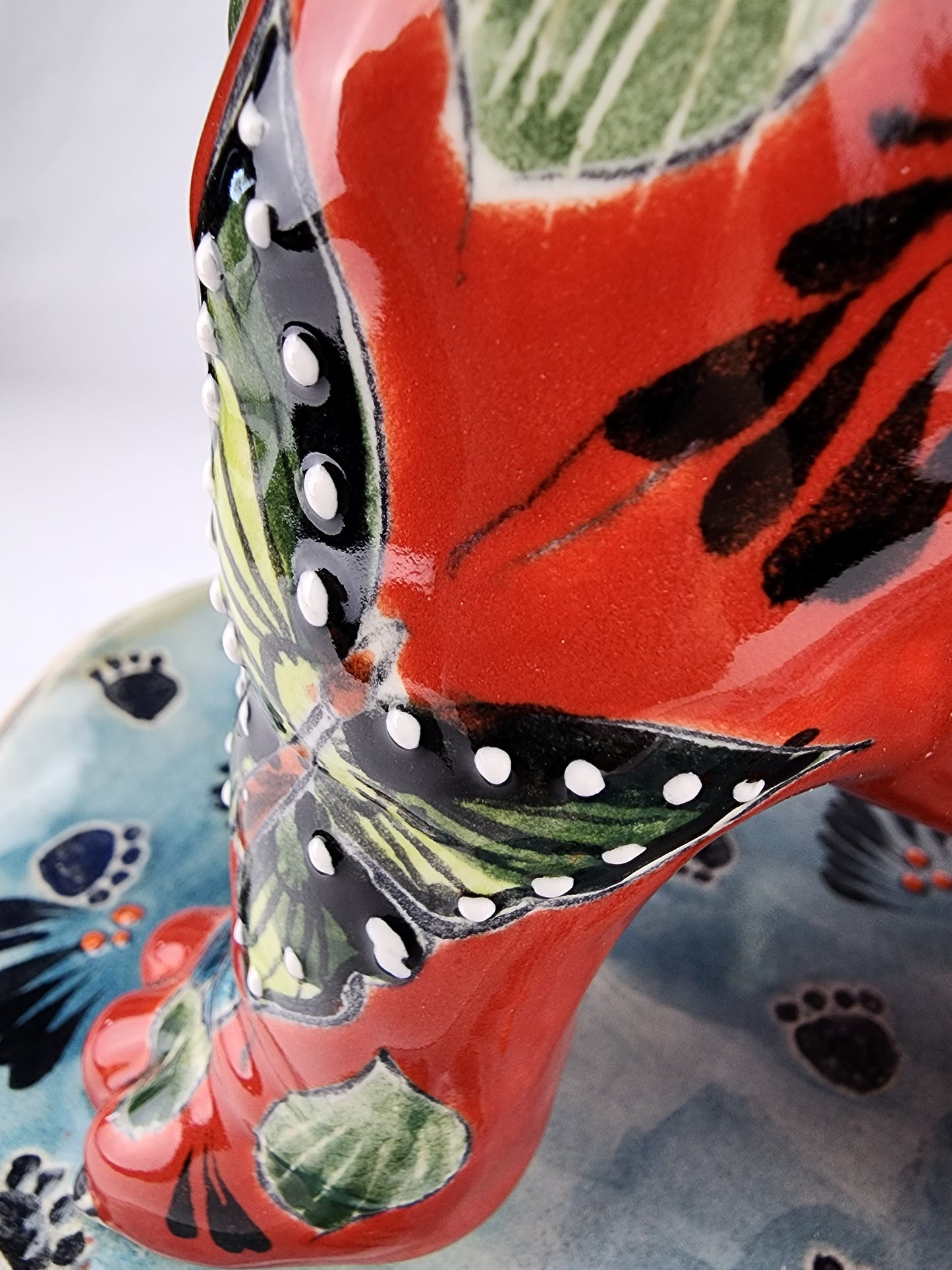 Hand Painted Skateboarding Frenchie Bulldog Ceramic Sculpture