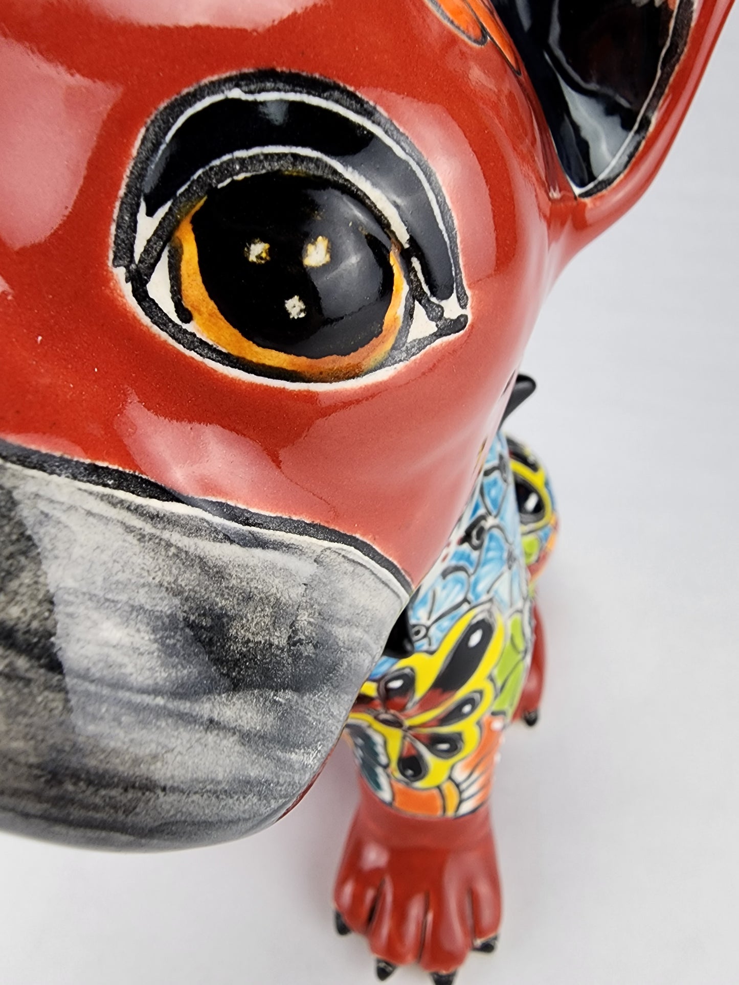 Hand-Painted Talavera French Bulldog Clay Sculpture