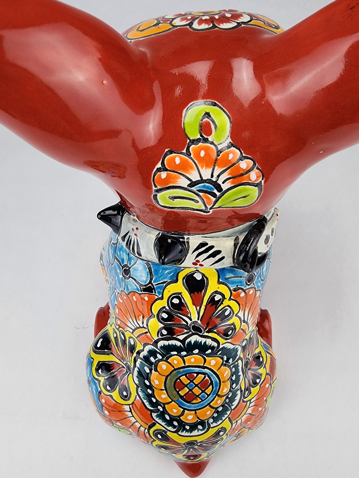 Hand-Painted Talavera French Bulldog Clay Sculpture