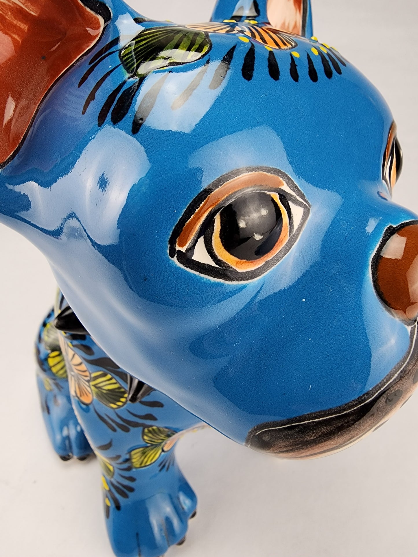 Sky Blue French Bulldog – Handcrafted Talavera-Style Mexican Folk Art Figurine
