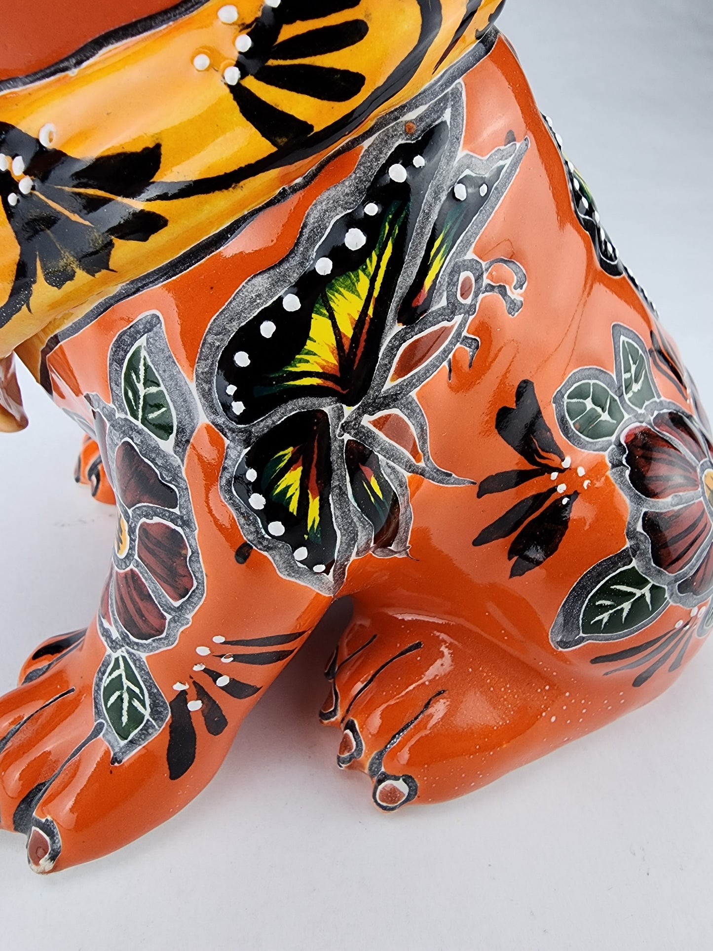 Orange French Bulldog with Light Orange Bandana – Handcrafted Mexican Folk Art Figurine