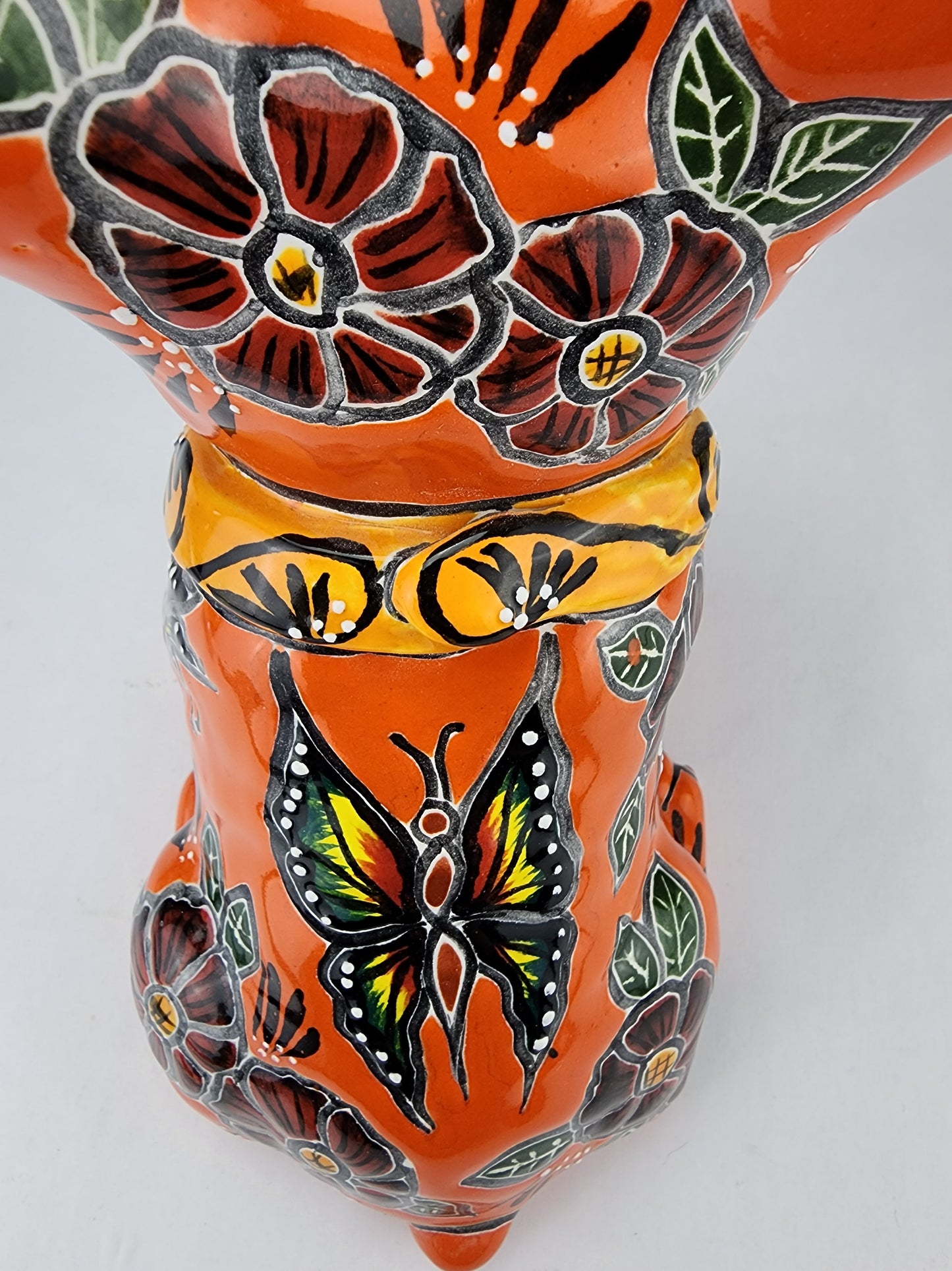 Orange French Bulldog with Light Orange Bandana – Handcrafted Mexican Folk Art Figurine