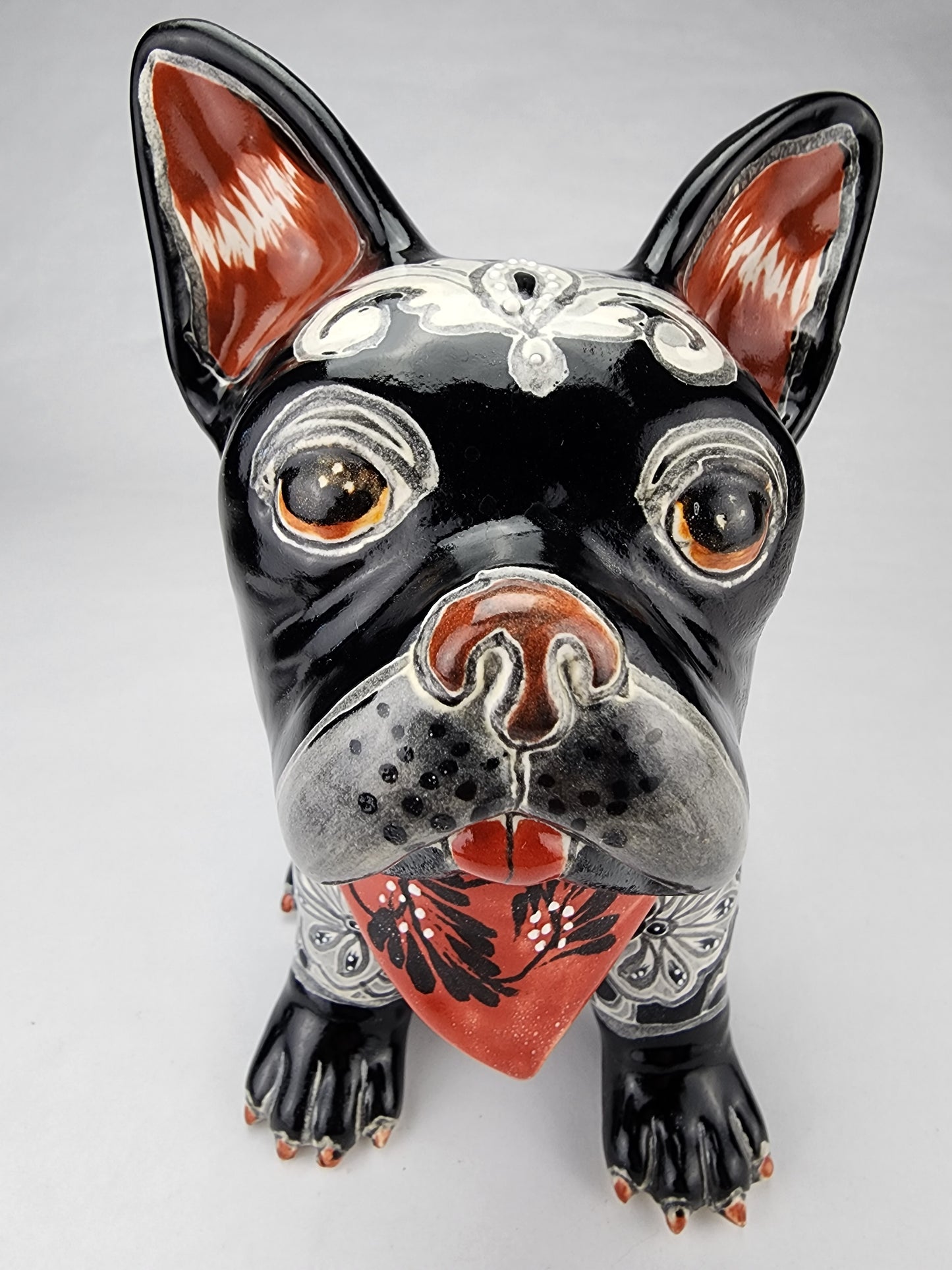 Hand Painted Frenchie Ceramic Figurine - Unique Mexican Art