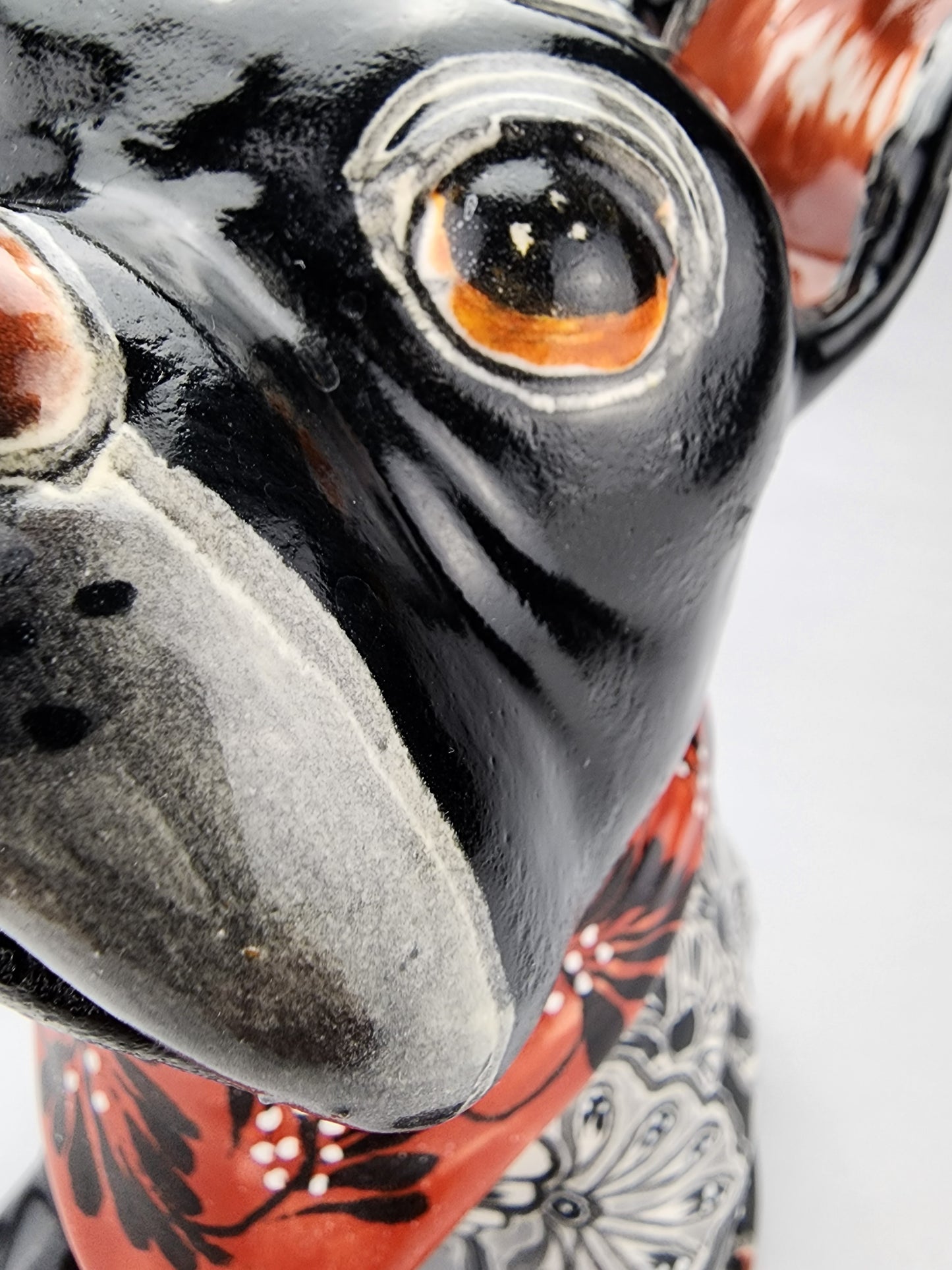 Hand Painted Frenchie Ceramic Figurine - Unique Mexican Art
