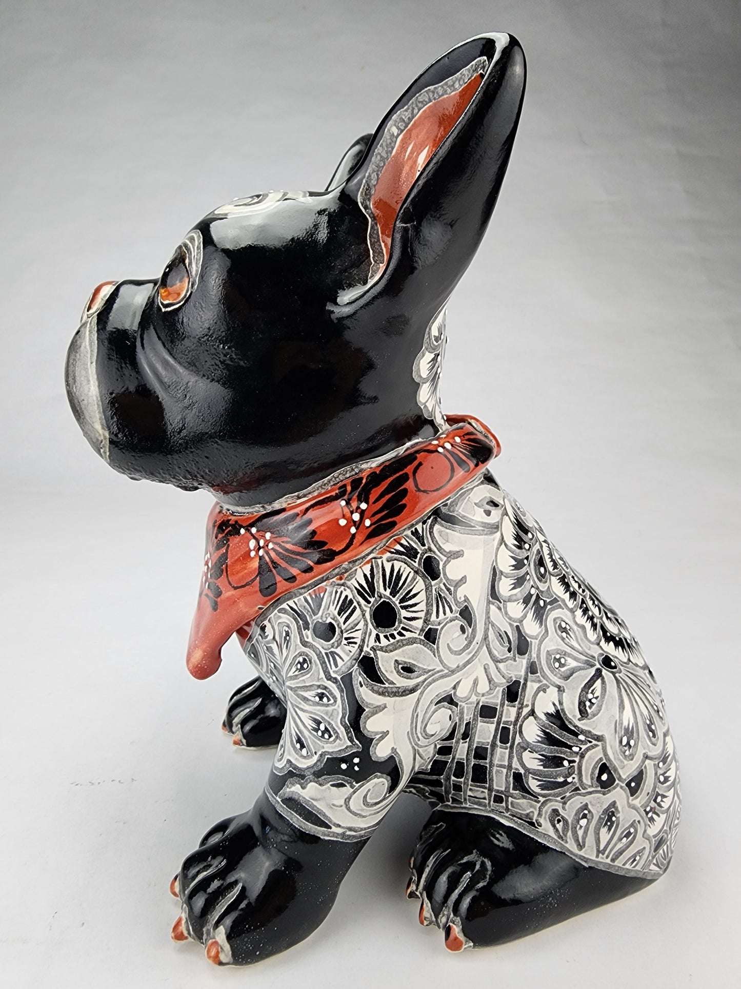Hand Painted Frenchie Ceramic Figurine - Unique Mexican Art