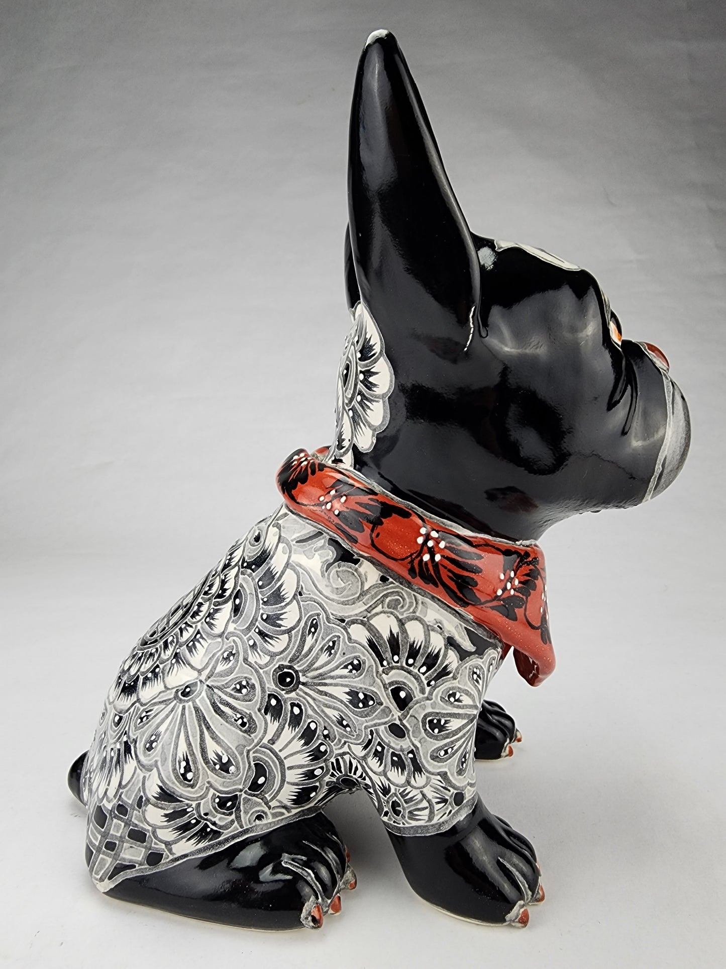 Hand Painted Frenchie Ceramic Figurine - Unique Mexican Art