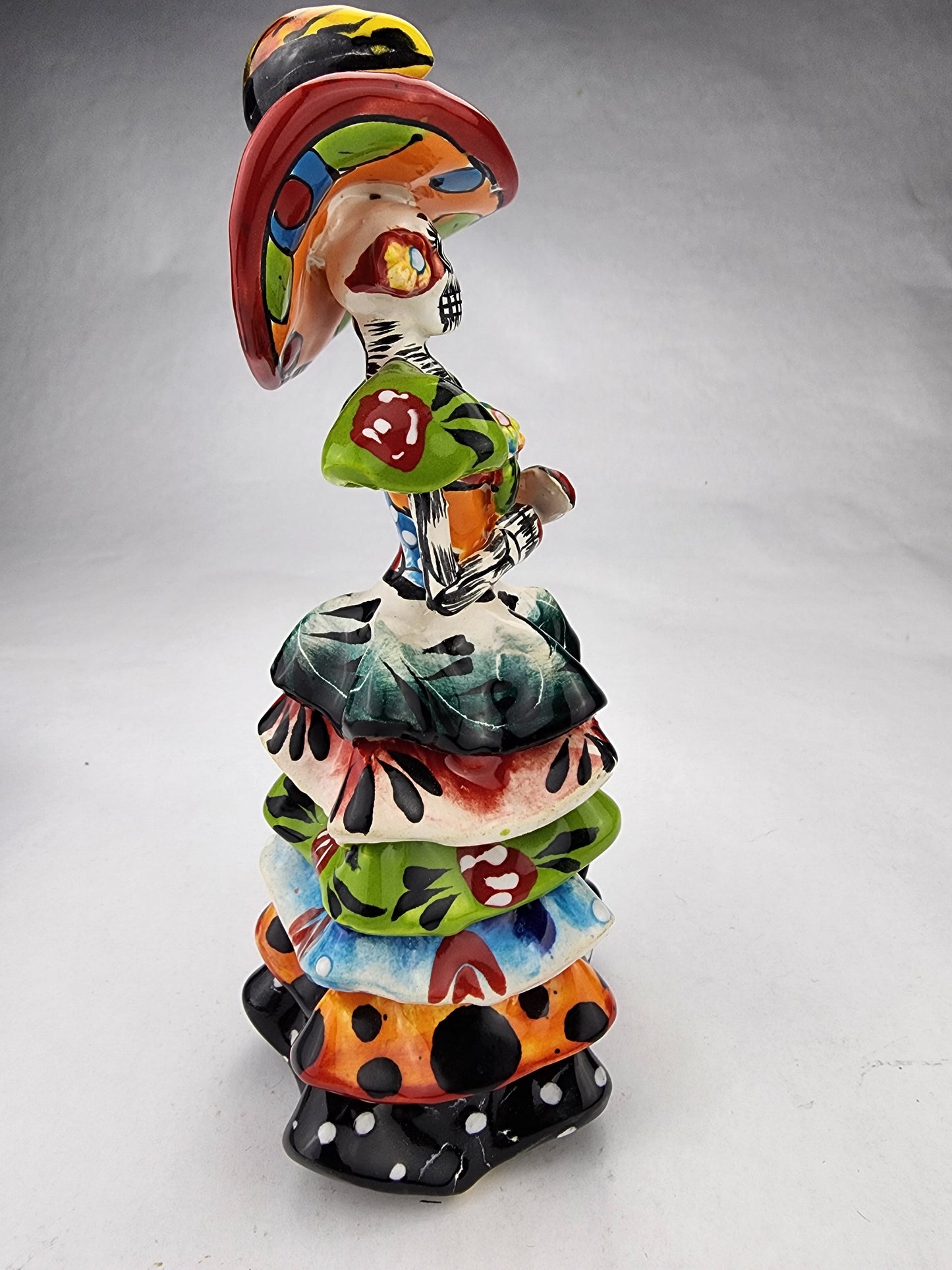 Handcrafted Mini Catrina – Talavera-Inspired Día de los Muertos Decor