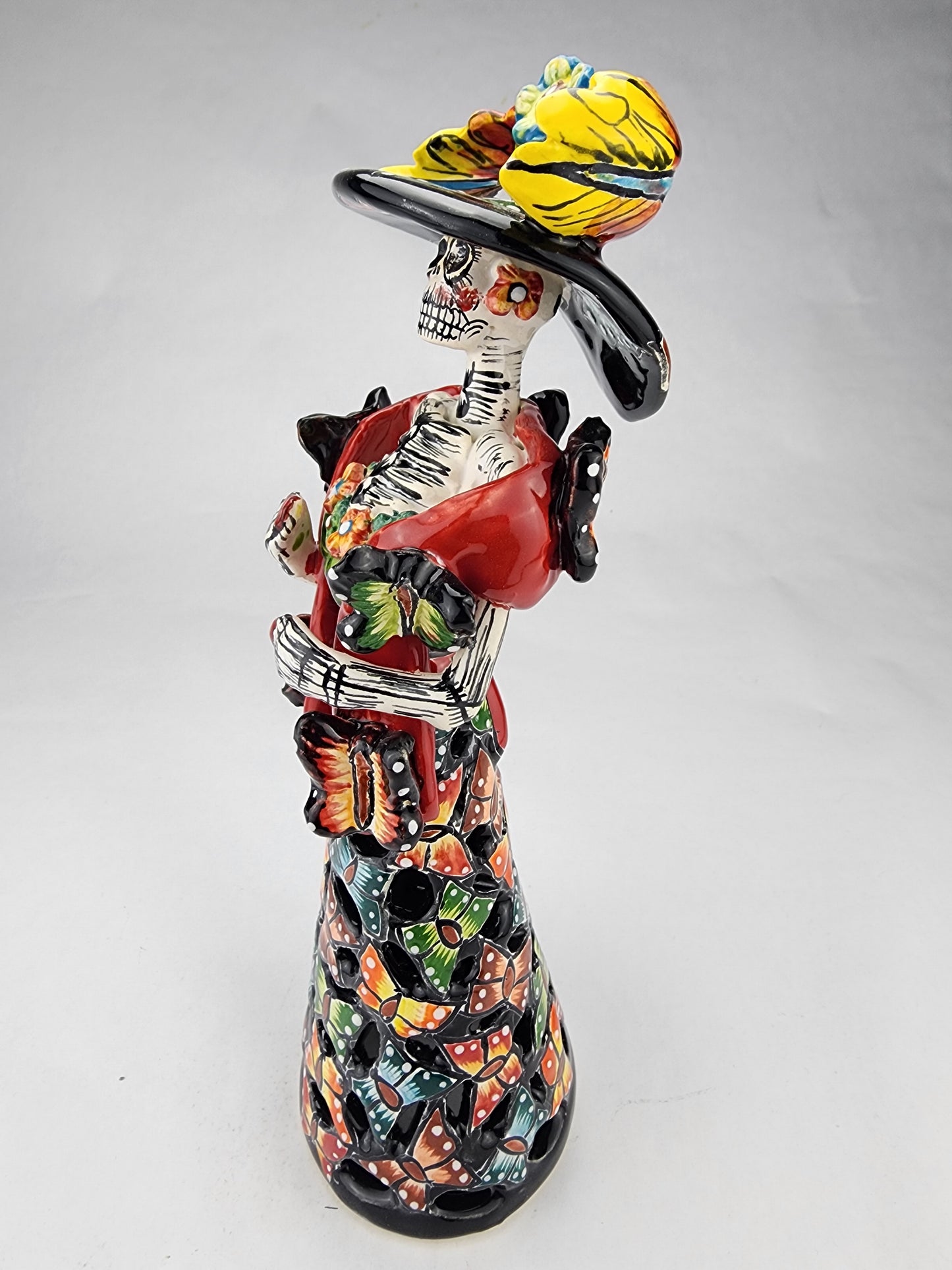 Day of the Dead Floral Pattern Dress Catrina - Talavera Mexican Art