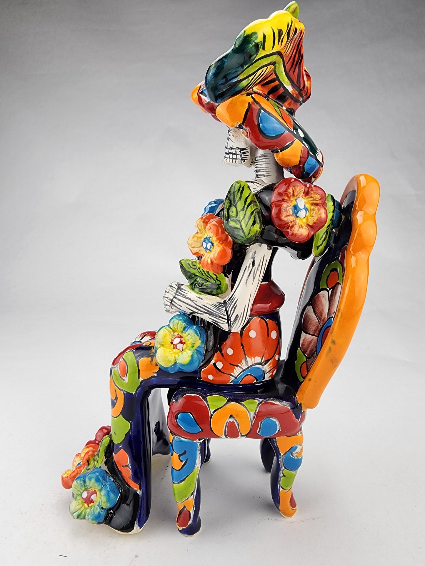 Day of the Dead Catrina On A Chair Hand Painted Mexican Art