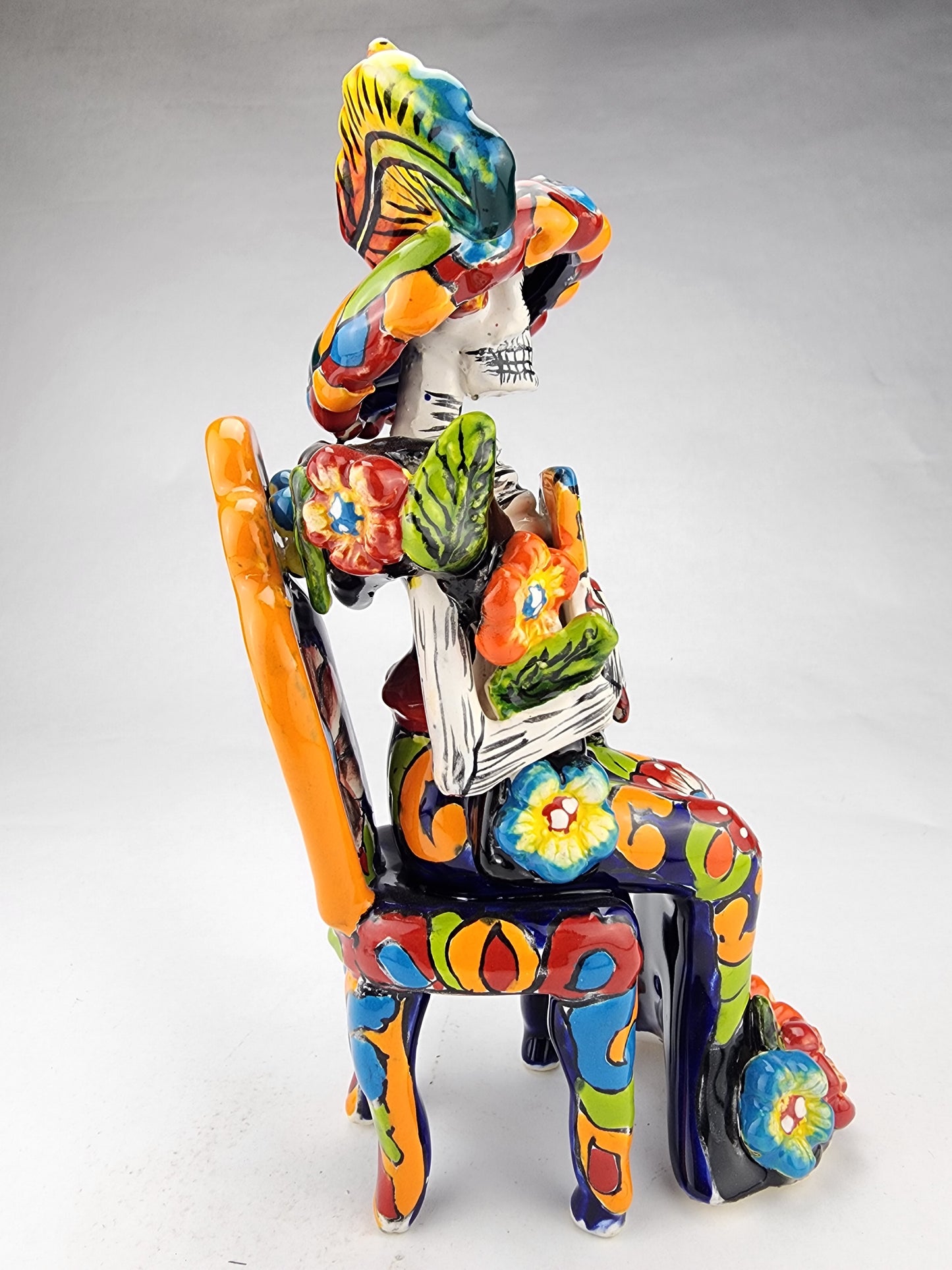 Day of the Dead Catrina On A Chair Hand Painted Mexican Art