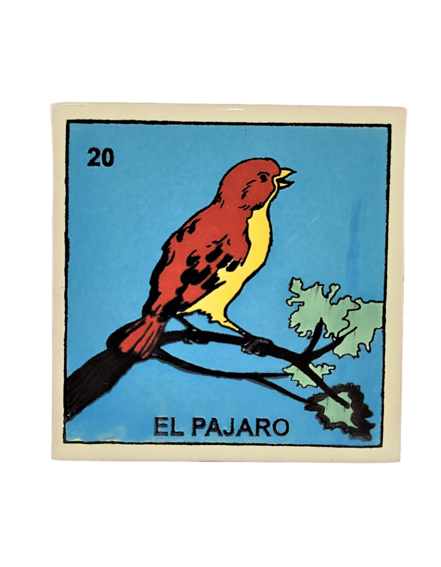 Ceramic Loteria Drink Coaster #20 EL PAJARO