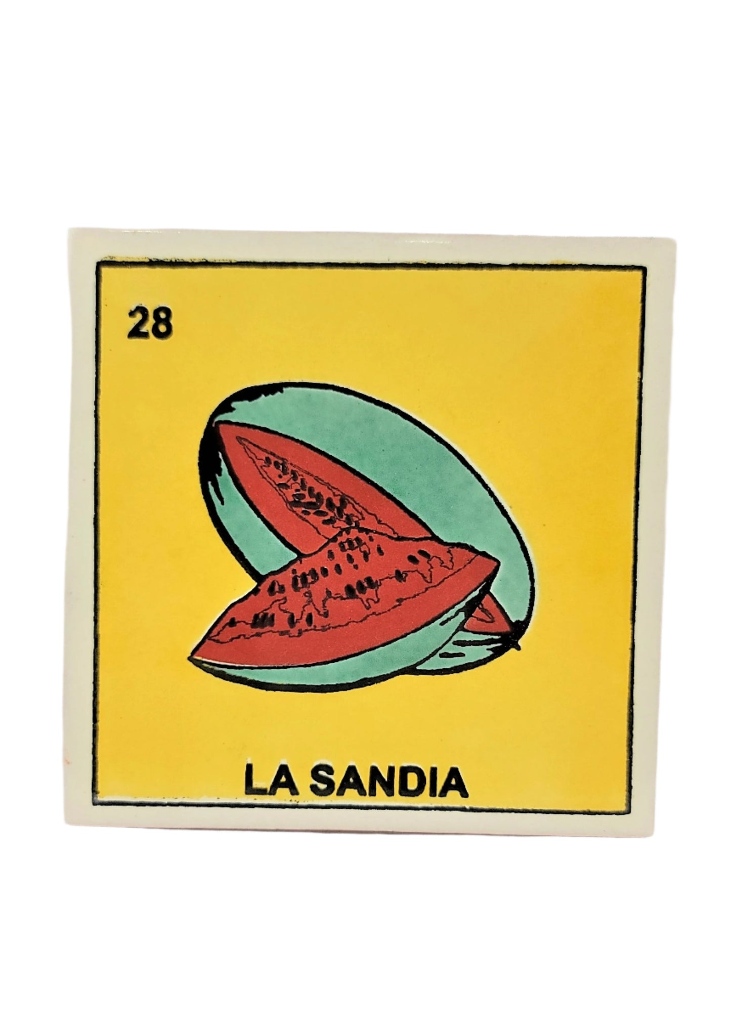 Ceramic Tile Drink Coaster Loteria #28 LA SANDIA