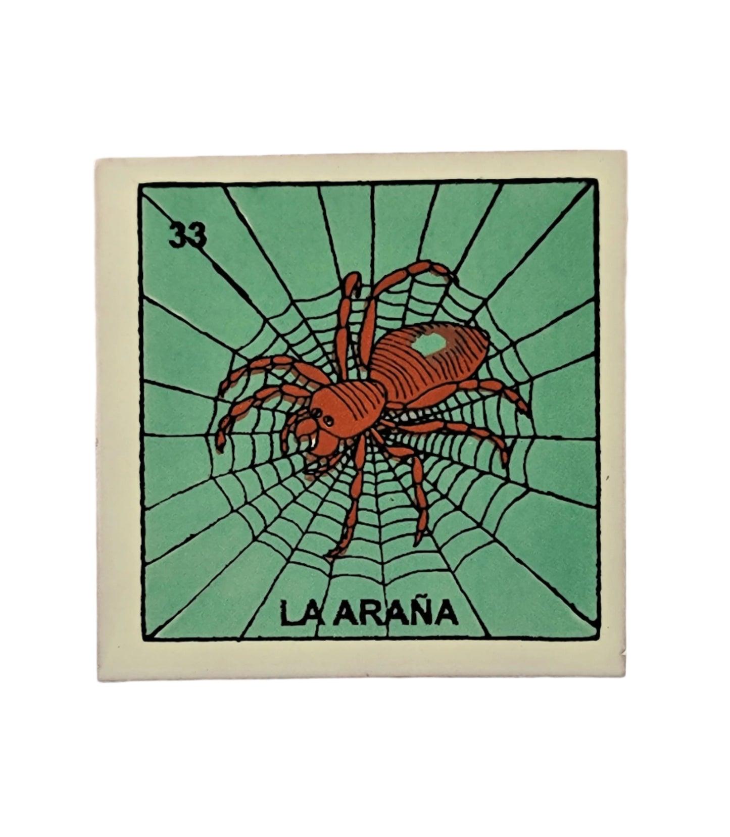 Ceramic Tile Drink Coaster Loteria #33 LA ARAÑA