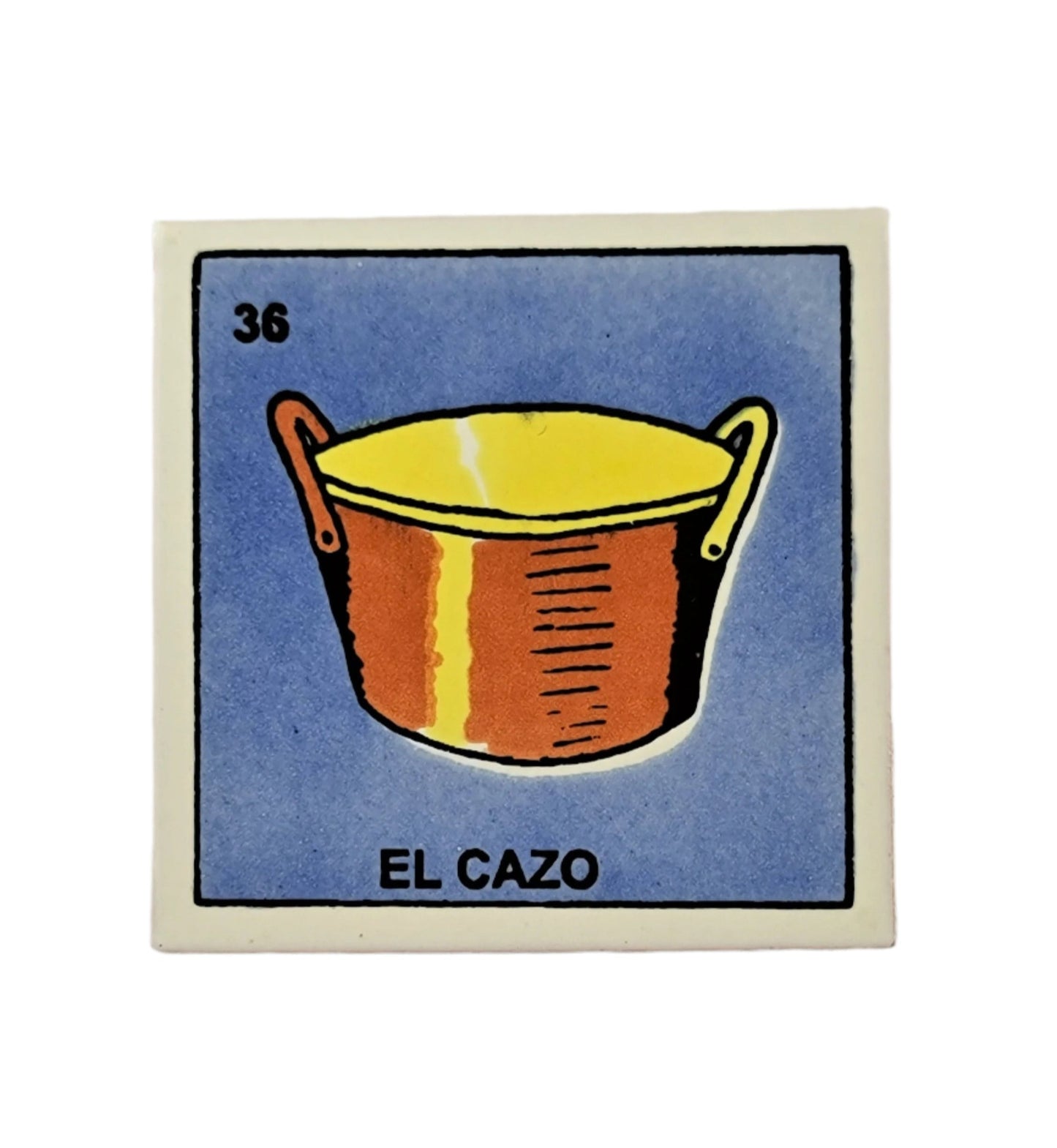 Ceramic Loteria Drink Coaster #36 EL CAZO