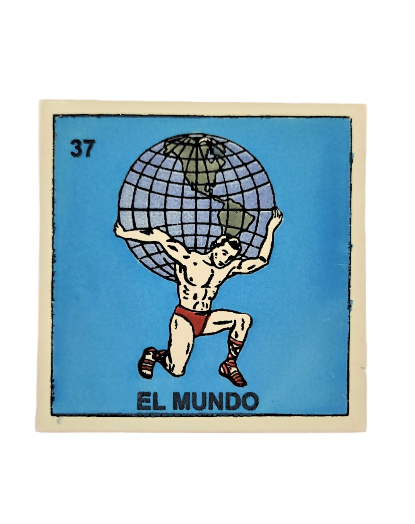 Ceramic Tile Drink Coaster Loteria #37 EL MUNDO