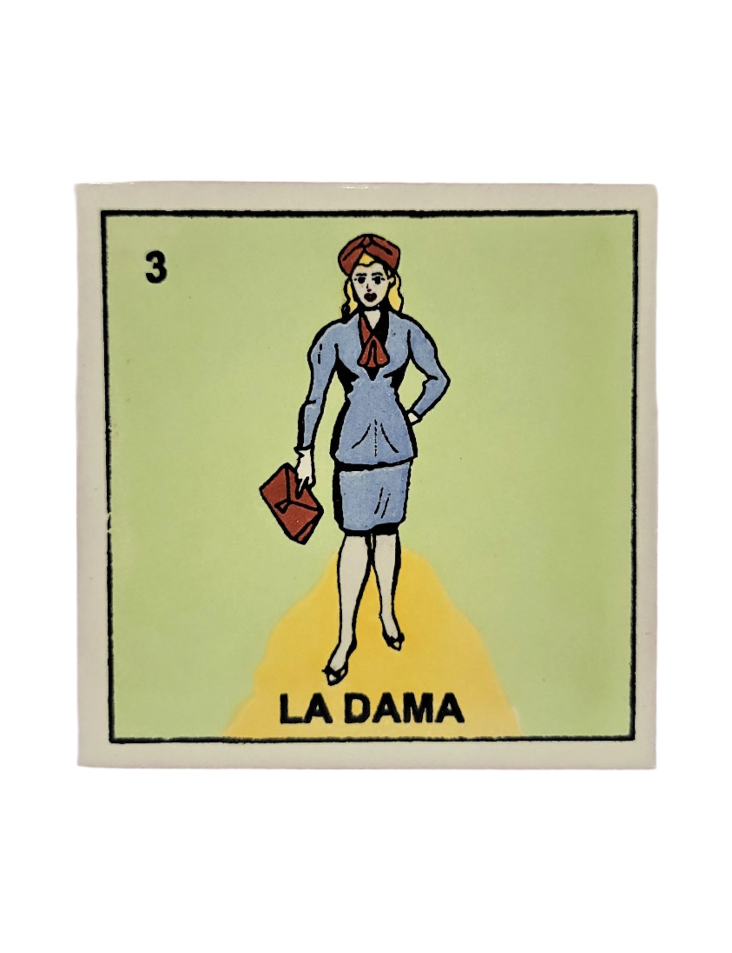 Ceramic Tile Drink Coaster Loteria #3 LA DAMA