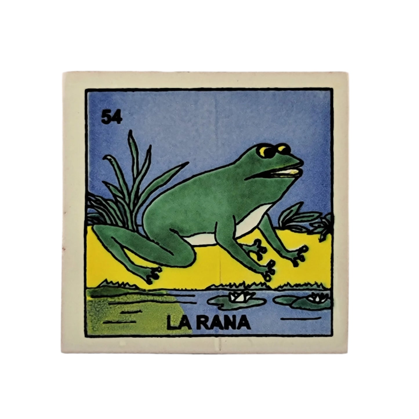 Ceramic Loteria Drink Coaster #54 LA RANA