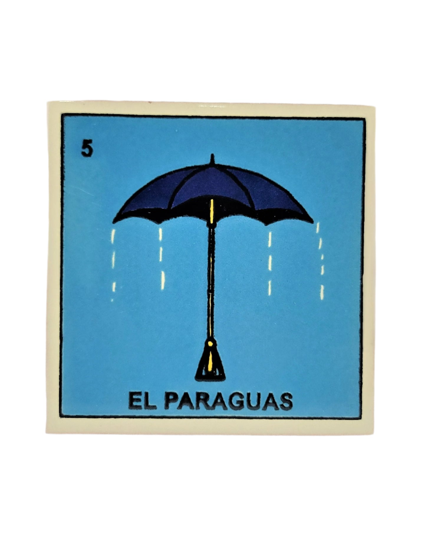 Ceramic Tile Loteria Drink Coaster #5 EL PARAGUAS
