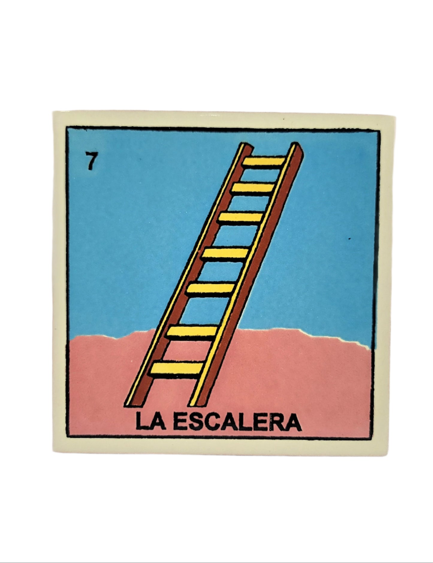 Ceramic Mexican Loteria Drink Coaster #7 LA ESCALERA