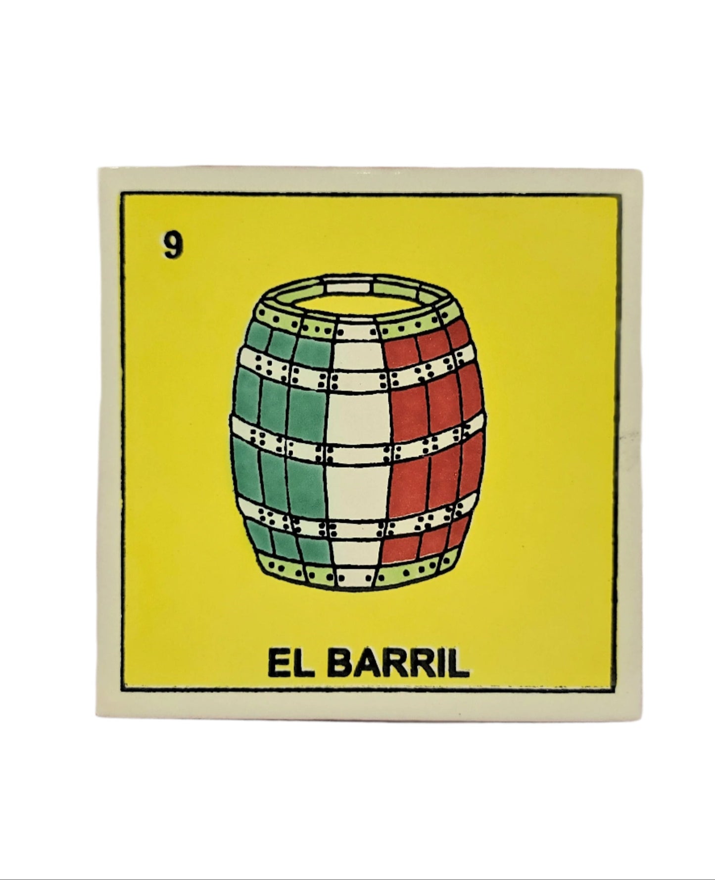 Ceramic Mexican Loteria Drink Coaster #9 EL BARRIL