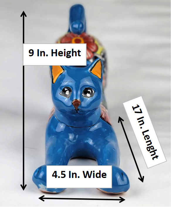 Mexican Hand-Painted Colorful Cat Planter