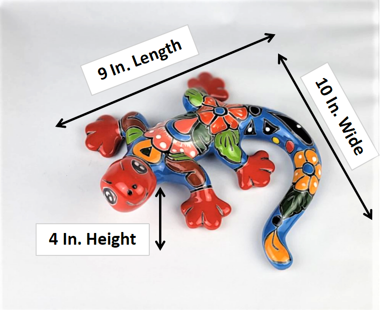 Vibrant Wall Decor Hand Painted Gecko Mexican Folk Art Home