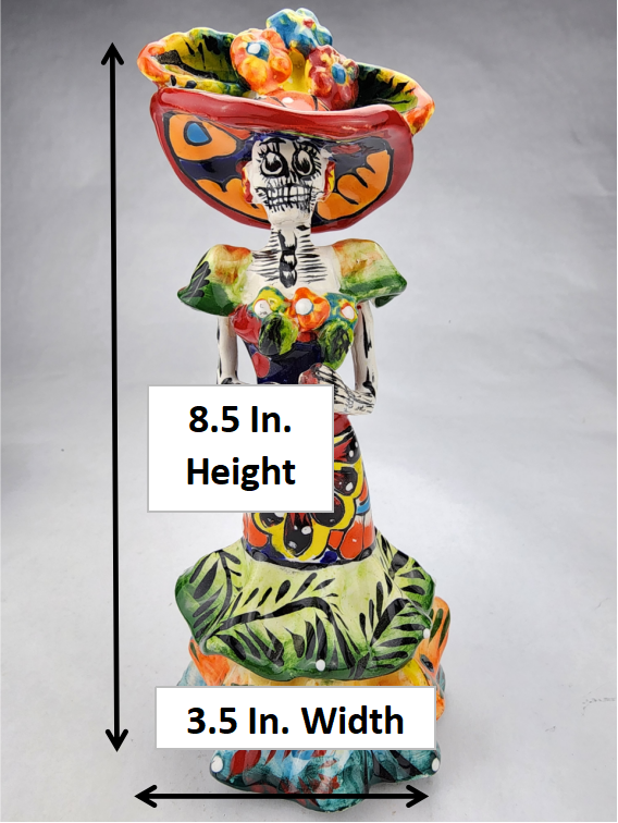 Mini Catrina Day of the Dead Ceramic Figurine - Talavera Mexican Art