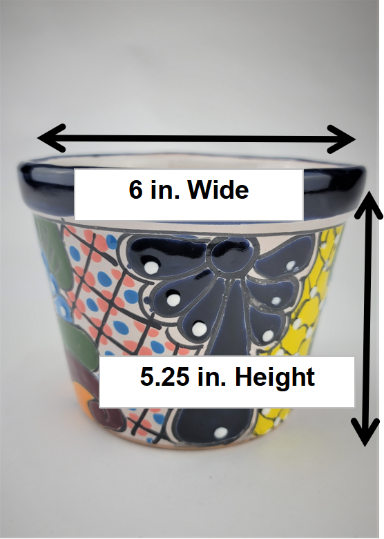 Mexico Pottery Talavera Hand-Painted Flower Pot 6" Blue