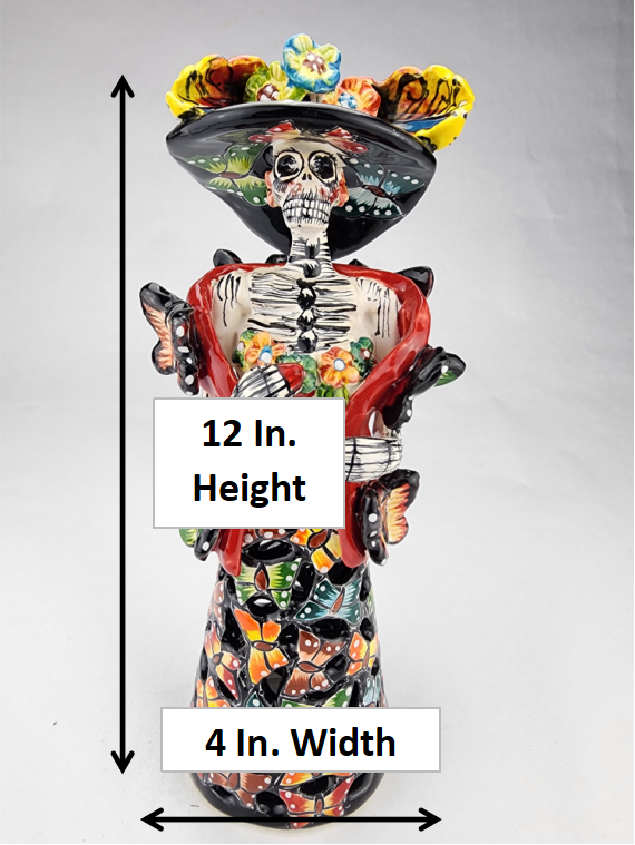 Day of the Dead Floral Pattern Dress Catrina - Talavera Mexican Art