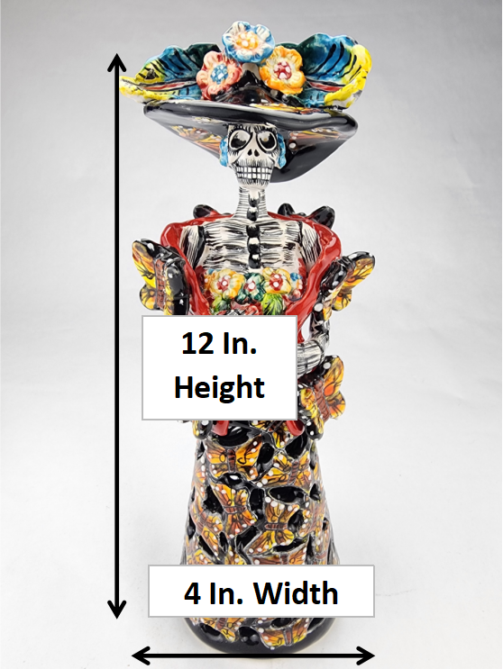 Day of the Dead Floral Pattern Dress Catrina - Talavera Mexican Art