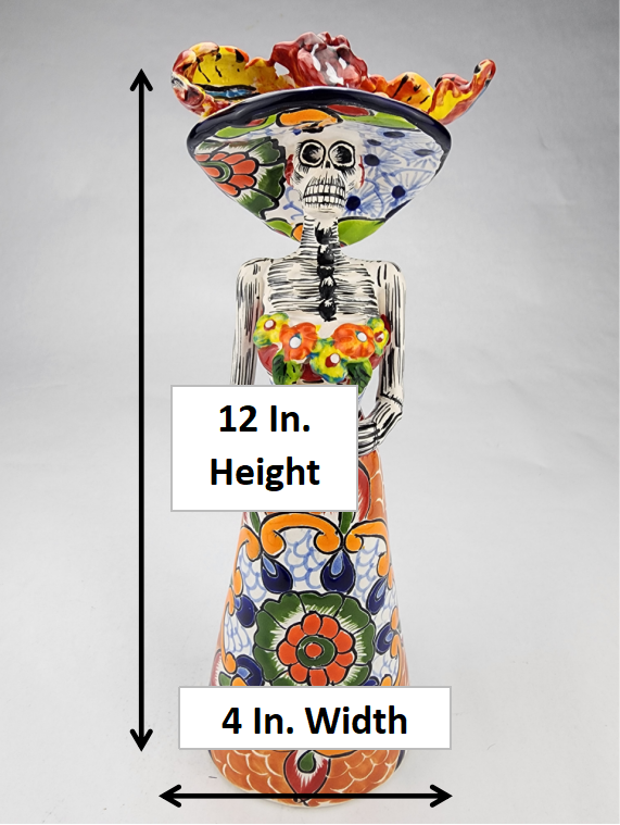Day of the Dead Catrina Figurine – Handcrafted Talavera Mexican Folk Art