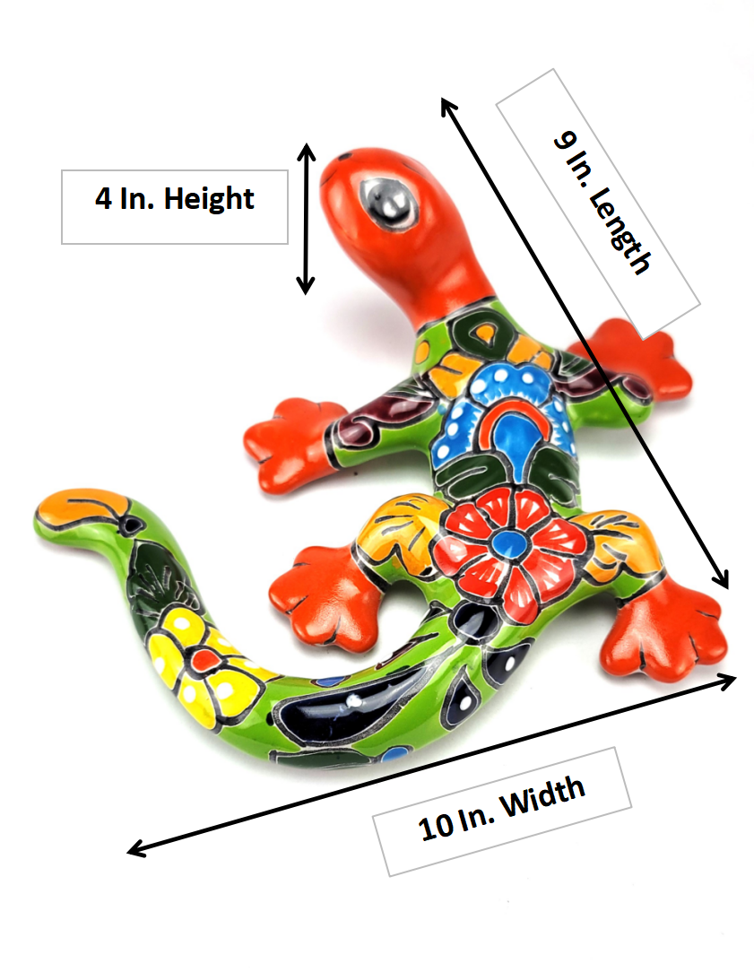 Hand-Painted Talavera Gecko – Vibrant Mexican Folk Art Home Decor