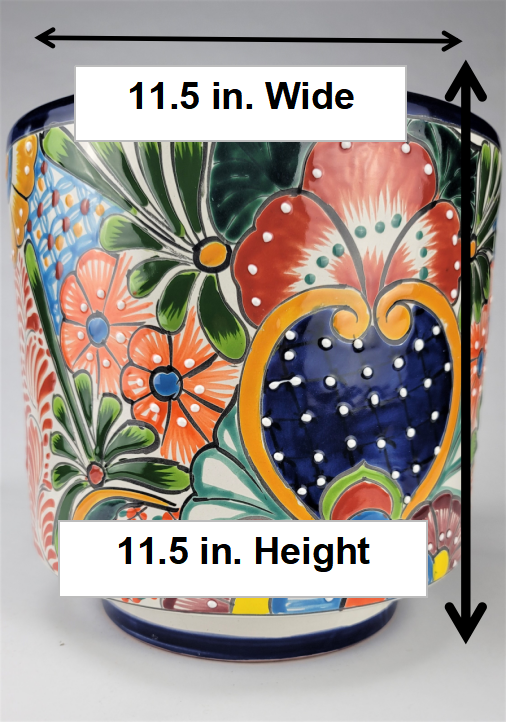 Mexican Pottery Hand-Crafted Floral Design Planter