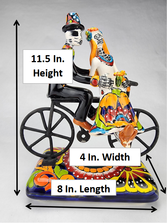 Day of the Dead Catrina Couple on Bike - Mexican Folk Art