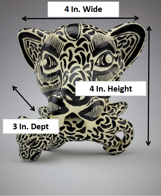 Mexican Jaguar Sculpture | Hand-Painted Chiapas Folk Art