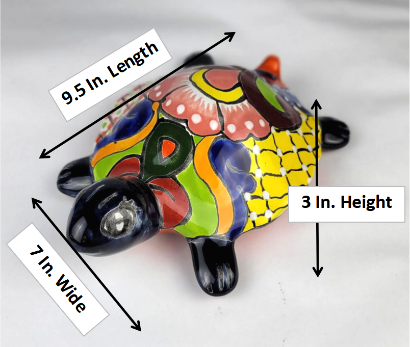 Blue Talavera-Style Turtle – Handcrafted Mexican Folk Art Décor