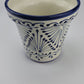 Small Boho Mexican Ceramic Planter – Blue & Cream