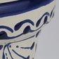 Small Boho Mexican Ceramic Planter – Blue & Cream