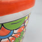 Hand-Painted Small Talavera Planter – Bright Orange Rim & Floral Art