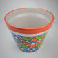 Hand-Painted Small Talavera Planter – Bright Orange Rim & Floral Art