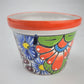 Small Talavera Flower Pot – Orange Rim, Handcrafted in Mexico