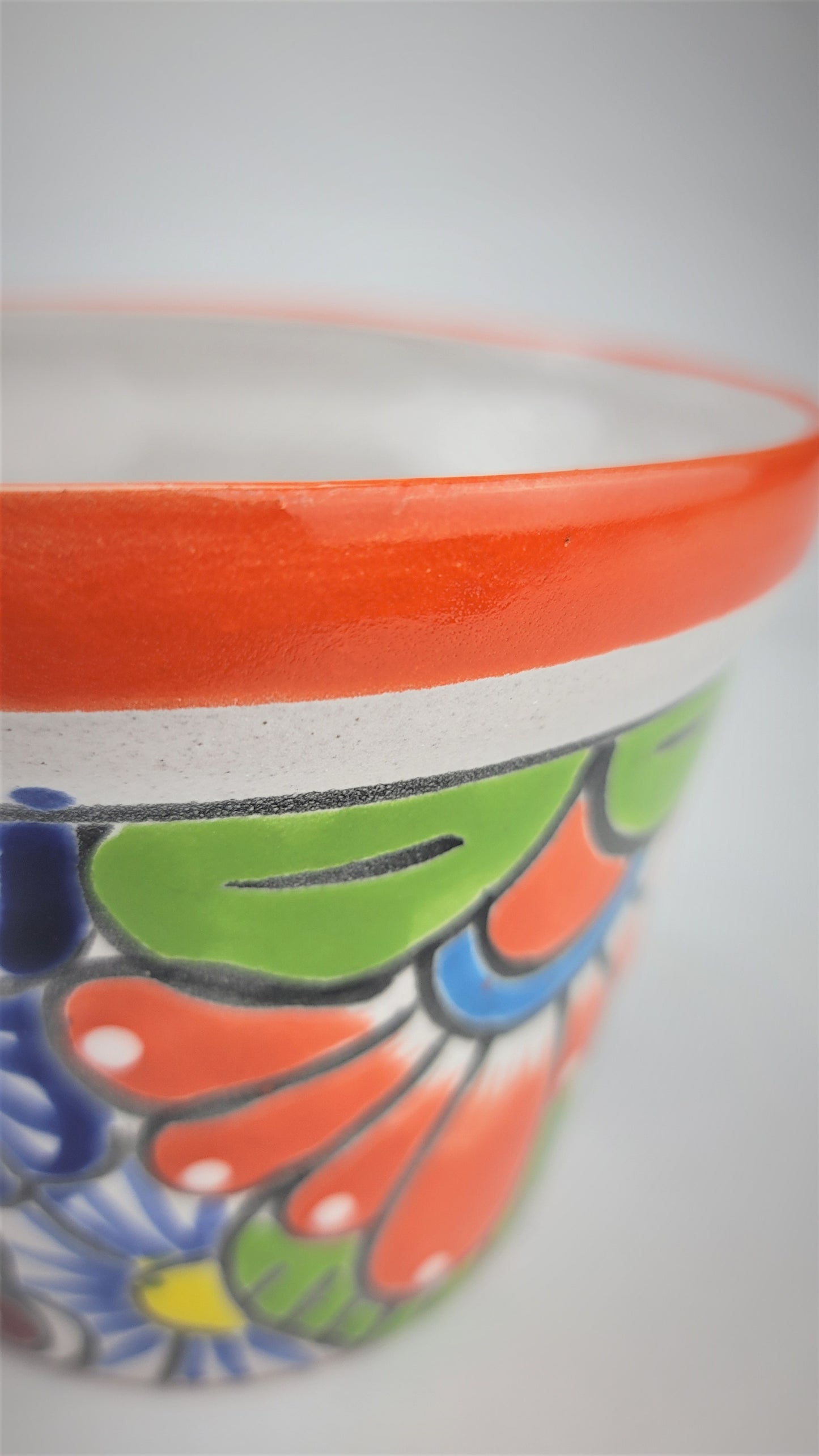 Small Talavera Flower Pot – Orange Rim, Handcrafted in Mexico