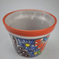 Mini Talavera Ceramic Planter – Orange Rim & Colorful Floral Design
